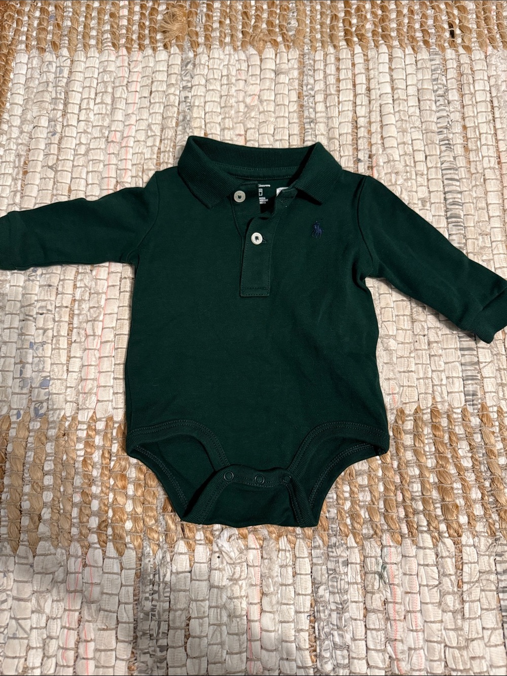Ralph Lauren Dark Green Long-Sleeve Polo Bodysuit